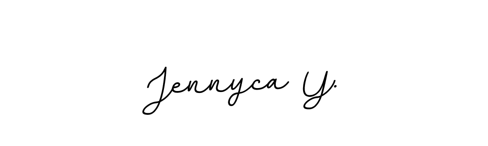 The best way (BallpointsItalic-DORy9) to make a short signature is to pick only two or three words in your name. The name Jennyca Y. include a total of six letters. For converting this name. Jennyca Y. signature style 11 images and pictures png