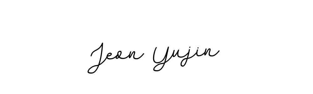 How to make Jeon Yujin name signature. Use BallpointsItalic-DORy9 style for creating short signs online. This is the latest handwritten sign. Jeon Yujin signature style 11 images and pictures png