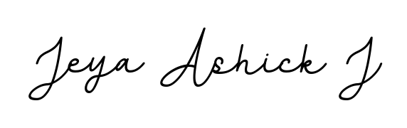 A timeless handwritten aesthetic for Jeya Ashick J. The BallpointsItalic-DORy9 font gives your signature a handcrafted feel with natural curves. Jeya Ashick J signature style 11 images and pictures png
