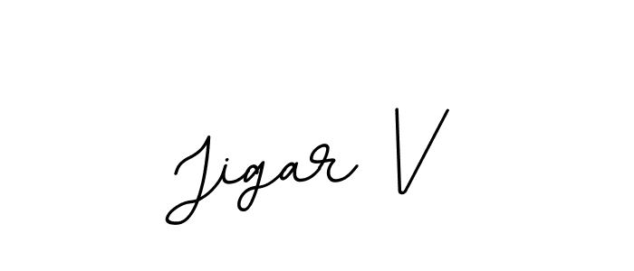 How to make Jigar V name signature. Use BallpointsItalic-DORy9 style for creating short signs online. This is the latest handwritten sign. Jigar V signature style 11 images and pictures png