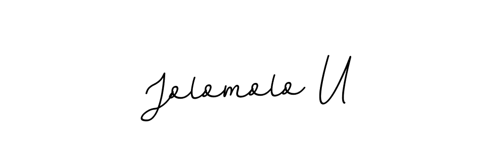 How to make Jolomolo U name signature. Use BallpointsItalic-DORy9 style for creating short signs online. This is the latest handwritten sign. Jolomolo U signature style 11 images and pictures png