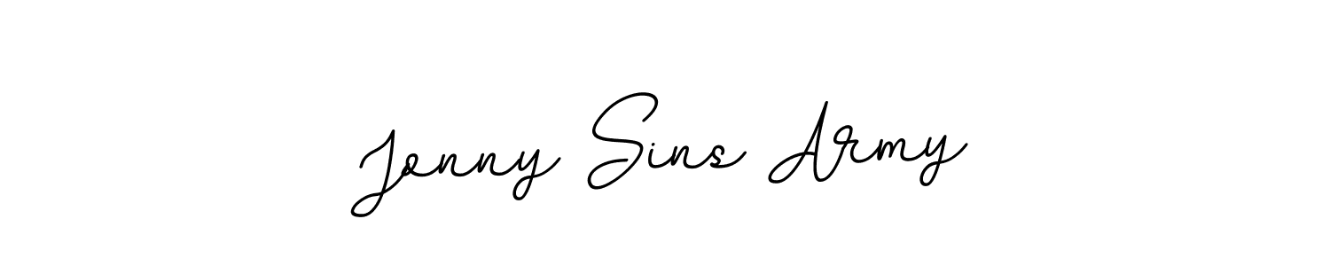 The best way (BallpointsItalic-DORy9) to make a short signature is to pick only two or three words in your name. The name Jonny Sins Army include a total of six letters. For converting this name. Jonny Sins Army signature style 11 images and pictures png