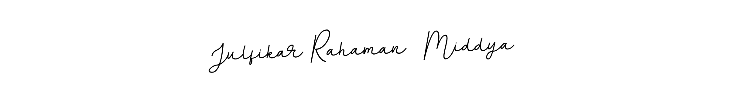 The best way (BallpointsItalic-DORy9) to make a short signature is to pick only two or three words in your name. The name Julfikar Rahaman  Middya include a total of six letters. For converting this name. Julfikar Rahaman  Middya signature style 11 images and pictures png