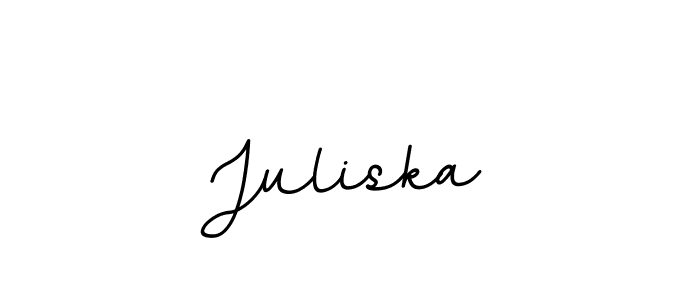 How to make Juliska name signature. Use BallpointsItalic-DORy9 style for creating short signs online. This is the latest handwritten sign. Juliska signature style 11 images and pictures png