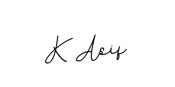 The best way (BallpointsItalic-DORy9) to make a short signature is to pick only two or three words in your name. The name K Asif include a total of six letters. For converting this name. K Asif signature style 11 images and pictures png