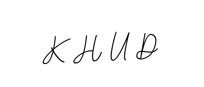 The best way (BallpointsItalic-DORy9) to make a short signature is to pick only two or three words in your name. The name K H U D include a total of six letters. For converting this name. K H U D signature style 11 images and pictures png