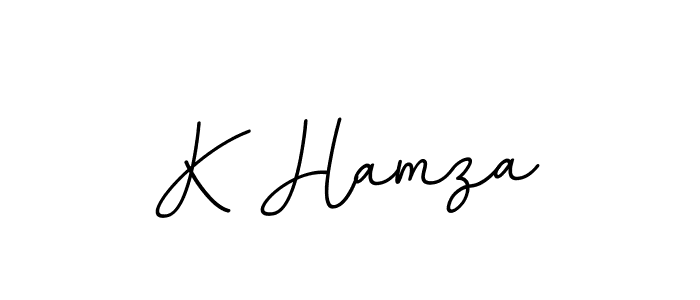 The best way (BallpointsItalic-DORy9) to make a short signature is to pick only two or three words in your name. The name K Hamza include a total of six letters. For converting this name. K Hamza signature style 11 images and pictures png