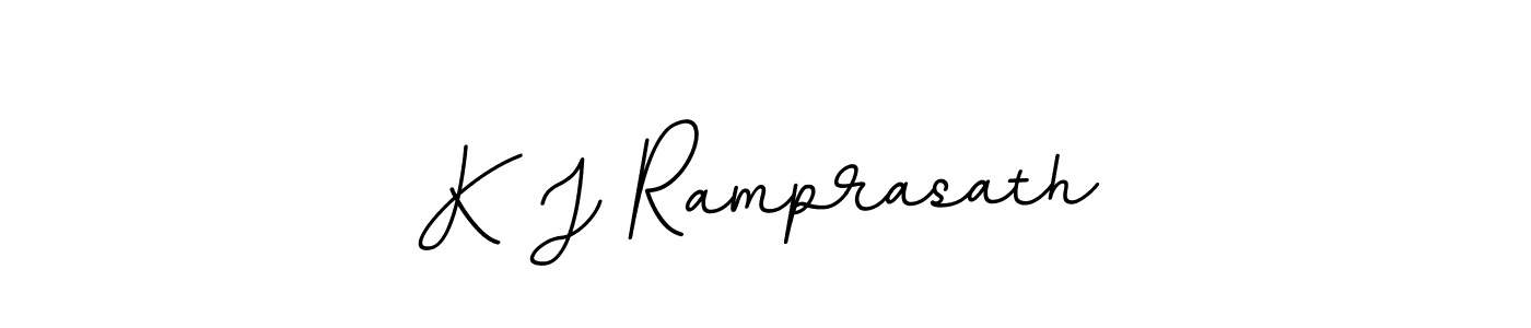 The best way (BallpointsItalic-DORy9) to make a short signature is to pick only two or three words in your name. The name K J Ramprasath include a total of six letters. For converting this name. K J Ramprasath signature style 11 images and pictures png