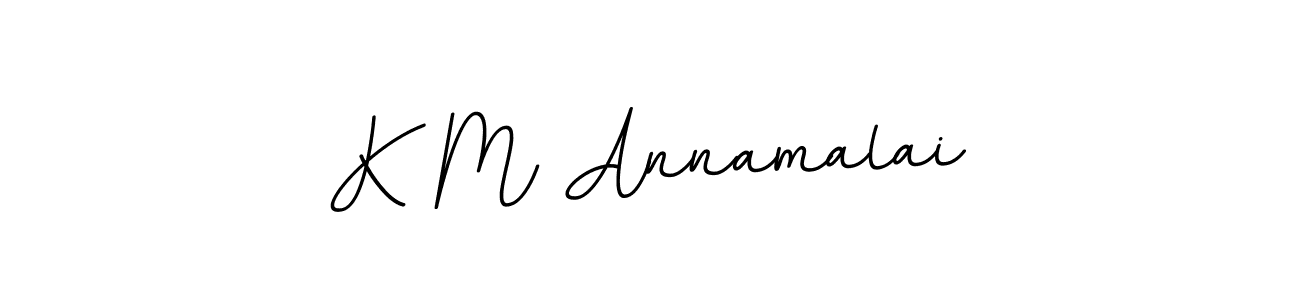 The best way (BallpointsItalic-DORy9) to make a short signature is to pick only two or three words in your name. The name K M Annamalai include a total of six letters. For converting this name. K M Annamalai signature style 11 images and pictures png