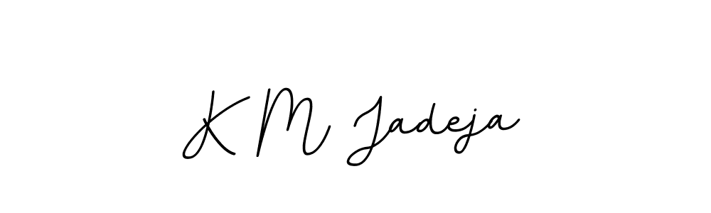 Create a beautiful signature design for name K M Jadeja. With this signature (BallpointsItalic-DORy9) fonts, you can make a handwritten signature for free. K M Jadeja signature style 11 images and pictures png