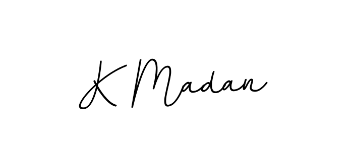 Make a beautiful signature design for name K Madan. With this signature (BallpointsItalic-DORy9) style, you can create a handwritten signature for free. K Madan signature style 11 images and pictures png