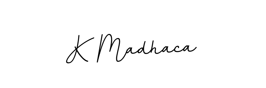 Make a beautiful signature design for name K Madhaca. With this signature (BallpointsItalic-DORy9) style, you can create a handwritten signature for free. K Madhaca signature style 11 images and pictures png