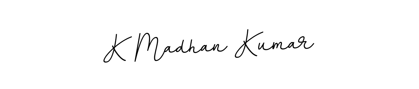 This is the best signature style for the K Madhan Kumar name. Also you like these signature font (BallpointsItalic-DORy9). Mix name signature. K Madhan Kumar signature style 11 images and pictures png