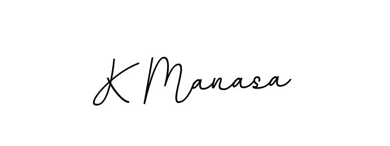 How to make K Manasa name signature. Use BallpointsItalic-DORy9 style for creating short signs online. This is the latest handwritten sign. K Manasa signature style 11 images and pictures png