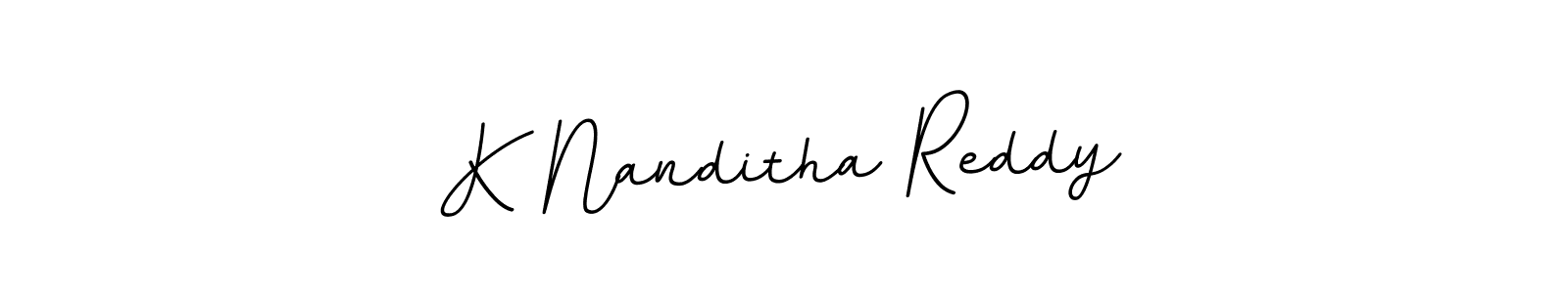 The best way (BallpointsItalic-DORy9) to make a short signature is to pick only two or three words in your name. The name K Nanditha Reddy include a total of six letters. For converting this name. K Nanditha Reddy signature style 11 images and pictures png