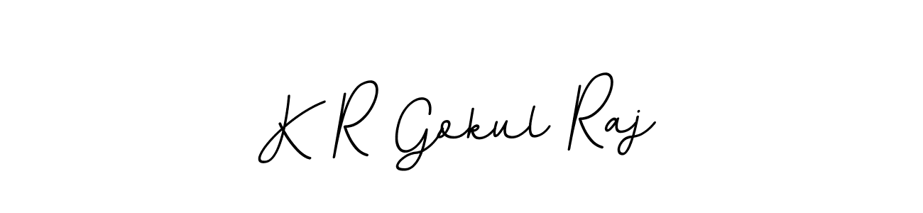 How to make K R Gokul Raj name signature. Use BallpointsItalic-DORy9 style for creating short signs online. This is the latest handwritten sign. K R Gokul Raj signature style 11 images and pictures png