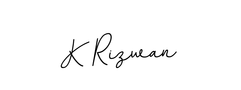 How to make K Rizwan name signature. Use BallpointsItalic-DORy9 style for creating short signs online. This is the latest handwritten sign. K Rizwan signature style 11 images and pictures png