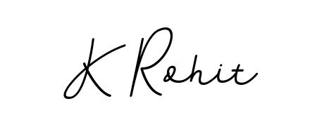 A sleek calligraphic signature for name K Rohit utilizing BallpointsItalic-DORy9 styling. Great for adding personal signatures to photos and art. K Rohit signature style 11 images and pictures png