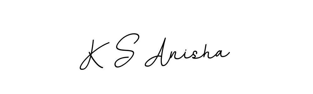 How to make K S Anisha name signature. Use BallpointsItalic-DORy9 style for creating short signs online. This is the latest handwritten sign. K S Anisha signature style 11 images and pictures png