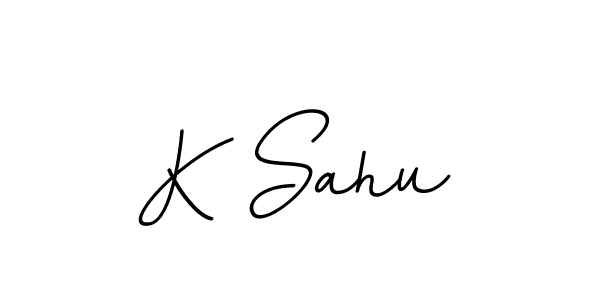 The best way (BallpointsItalic-DORy9) to make a short signature is to pick only two or three words in your name. The name K Sahu include a total of six letters. For converting this name. K Sahu signature style 11 images and pictures png