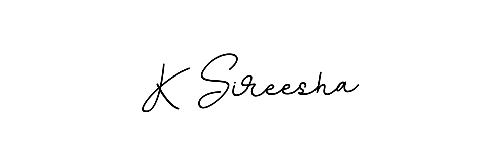 The best way (BallpointsItalic-DORy9) to make a short signature is to pick only two or three words in your name. The name K Sireesha include a total of six letters. For converting this name. K Sireesha signature style 11 images and pictures png