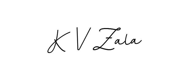 How to make K V Zala name signature. Use BallpointsItalic-DORy9 style for creating short signs online. This is the latest handwritten sign. K V Zala signature style 11 images and pictures png