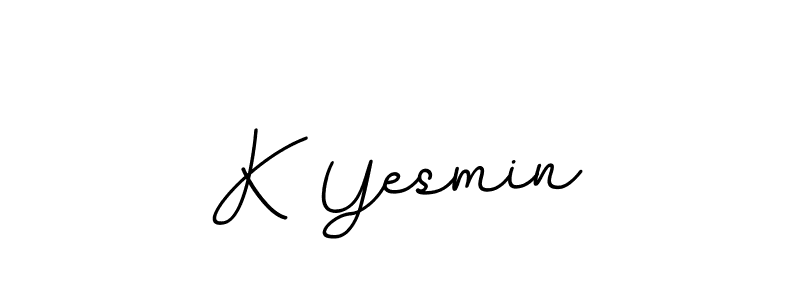 How to make K Yesmin name signature. Use BallpointsItalic-DORy9 style for creating short signs online. This is the latest handwritten sign. K Yesmin signature style 11 images and pictures png
