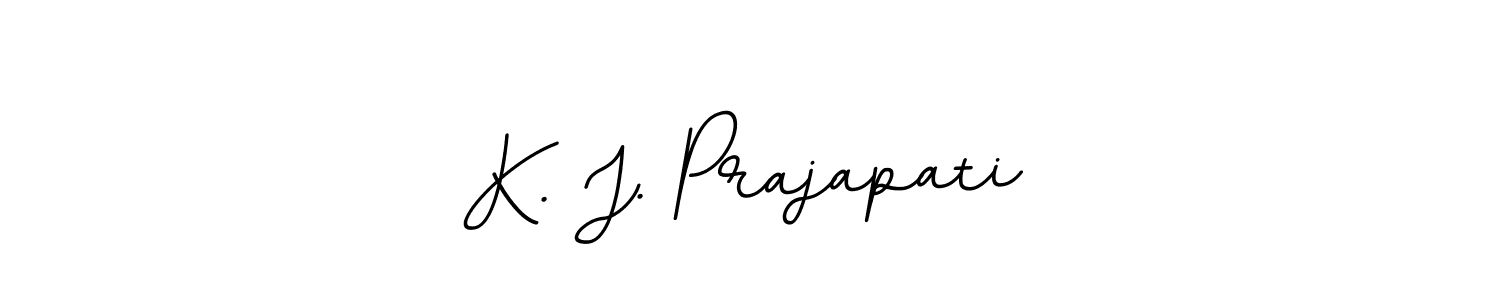 You should practise on your own different ways (BallpointsItalic-DORy9) to write your name (K. J. Prajapati) in signature. don't let someone else do it for you. K. J. Prajapati signature style 11 images and pictures png
