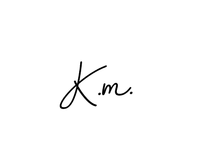 How to make K.m. name signature. Use BallpointsItalic-DORy9 style for creating short signs online. This is the latest handwritten sign. K.m. signature style 11 images and pictures png