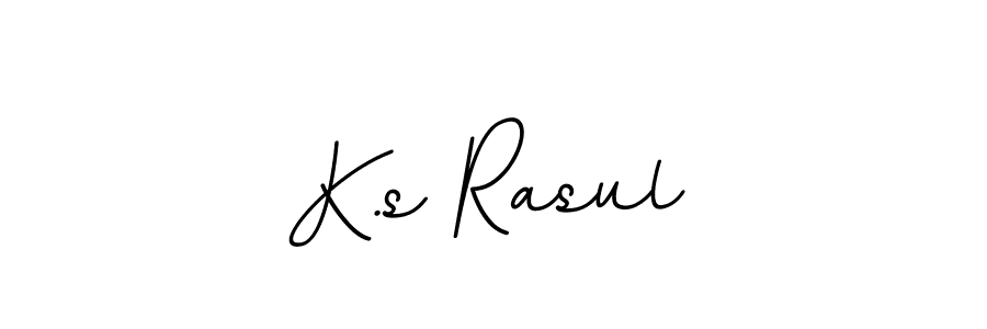 How to make K.s Rasul name signature. Use BallpointsItalic-DORy9 style for creating short signs online. This is the latest handwritten sign. K.s Rasul signature style 11 images and pictures png