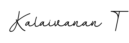 The BallpointsItalic-DORy9 handwriting style adds charm and authenticity to name Kalaivanan T. A wonderful choice for personal thank-you notes. Kalaivanan T signature style 11 images and pictures png