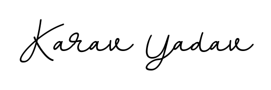 A stylish, flowing autograph style designed for name Karav Yadav using BallpointsItalic-DORy9 typography. Perfect for digital creative projects. Karav Yadav signature style 11 images and pictures png