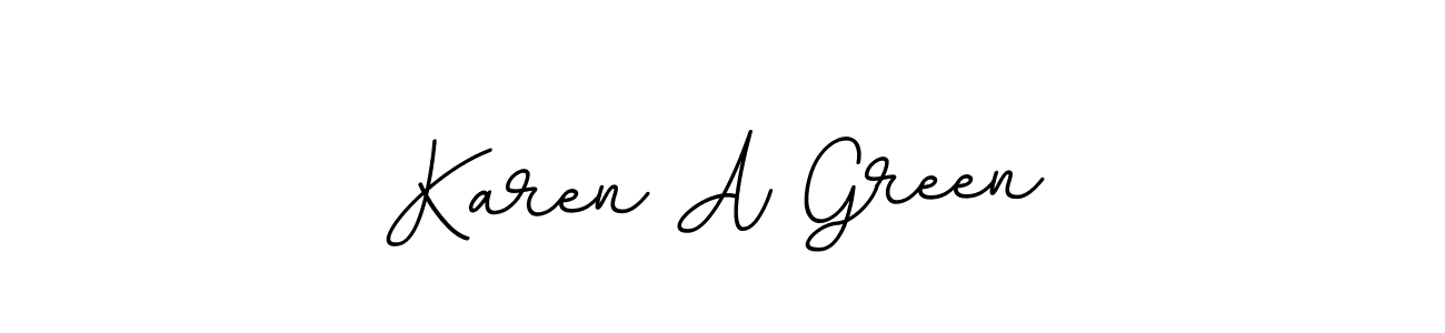 How to make Karen A Green name signature. Use BallpointsItalic-DORy9 style for creating short signs online. This is the latest handwritten sign. Karen A Green signature style 11 images and pictures png