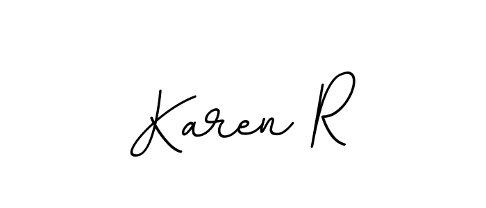 How to make Karen R name signature. Use BallpointsItalic-DORy9 style for creating short signs online. This is the latest handwritten sign. Karen R signature style 11 images and pictures png
