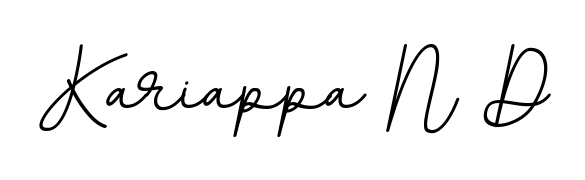 Quickly download Kariappa N D name signature in high-resolution PNG using BallpointsItalic-DORy9 style. Ready to insert into PDFs and online applications. Kariappa N D signature style 11 images and pictures png