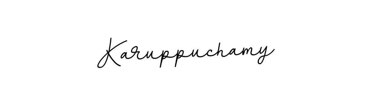 Use a signature maker to create a handwritten signature online. With this signature software, you can design (BallpointsItalic-DORy9) your own signature for name Karuppuchamy. Karuppuchamy signature style 11 images and pictures png