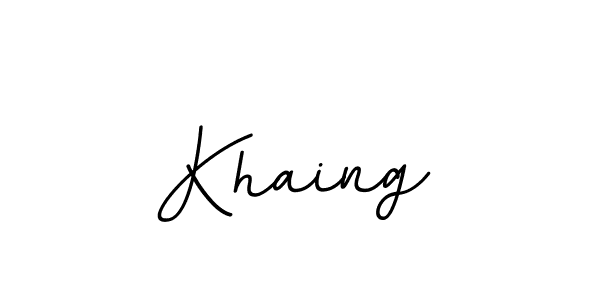 Make a beautiful signature design for name Khaing. With this signature (BallpointsItalic-DORy9) style, you can create a handwritten signature for free. Khaing signature style 11 images and pictures png