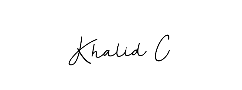 How to make Khalid C name signature. Use BallpointsItalic-DORy9 style for creating short signs online. This is the latest handwritten sign. Khalid C signature style 11 images and pictures png