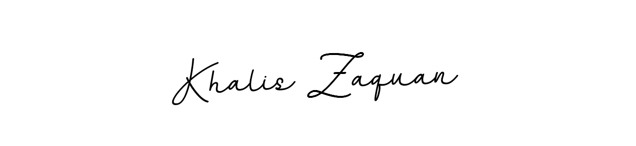 You should practise on your own different ways (BallpointsItalic-DORy9) to write your name (Khalis Zaquan) in signature. don't let someone else do it for you. Khalis Zaquan signature style 11 images and pictures png