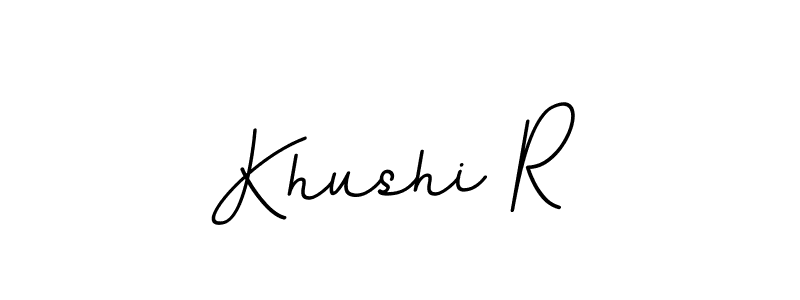 Use a signature maker to create a handwritten signature online. With this signature software, you can design (BallpointsItalic-DORy9) your own signature for name Khushi R. Khushi R signature style 11 images and pictures png
