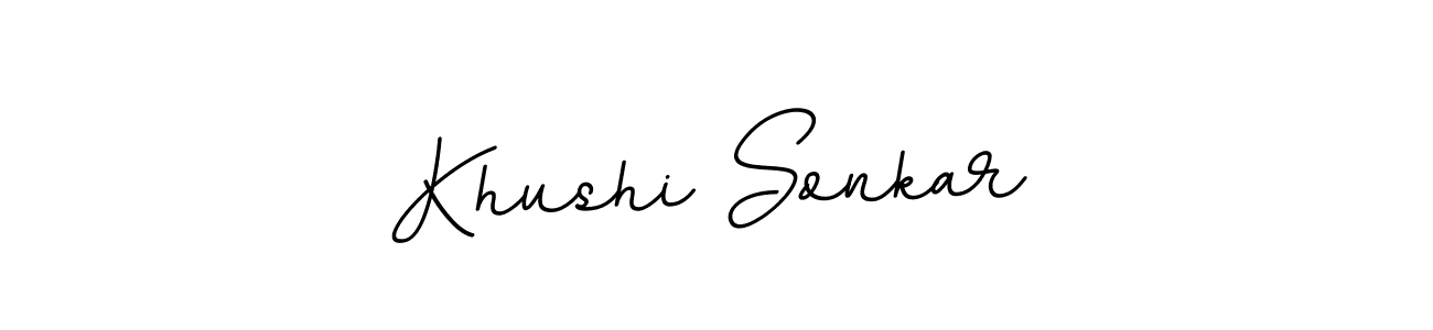 Create a beautiful signature design for name Khushi Sonkar. With this signature (BallpointsItalic-DORy9) fonts, you can make a handwritten signature for free. Khushi Sonkar signature style 11 images and pictures png