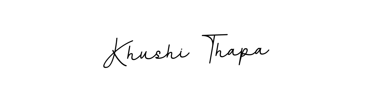 The best way (BallpointsItalic-DORy9) to make a short signature is to pick only two or three words in your name. The name Khushi Thapa include a total of six letters. For converting this name. Khushi Thapa signature style 11 images and pictures png