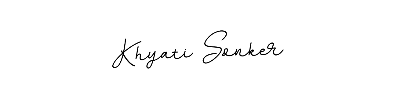 Make a beautiful signature design for name Khyati Sonker. With this signature (BallpointsItalic-DORy9) style, you can create a handwritten signature for free. Khyati Sonker signature style 11 images and pictures png