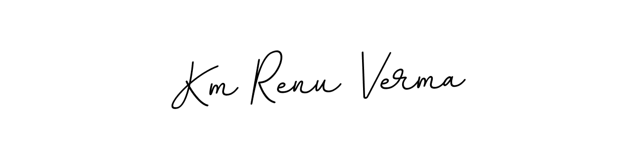 Design your own signature with our free online signature maker. With this signature software, you can create a handwritten (BallpointsItalic-DORy9) signature for name Km Renu Verma. Km Renu Verma signature style 11 images and pictures png