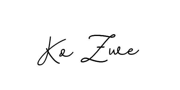 How to make Ko Zwe name signature. Use BallpointsItalic-DORy9 style for creating short signs online. This is the latest handwritten sign. Ko Zwe signature style 11 images and pictures png