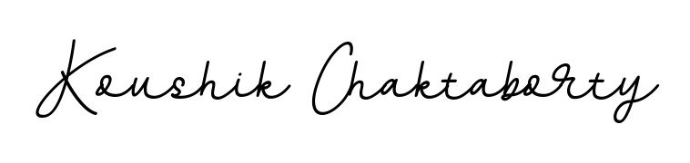 A sleek calligraphic signature for name Koushik Chaktaborty utilizing BallpointsItalic-DORy9 styling. Great for adding personal signatures to photos and art. Koushik Chaktaborty signature style 11 images and pictures png