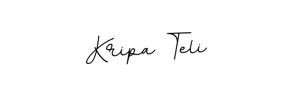 The best way (BallpointsItalic-DORy9) to make a short signature is to pick only two or three words in your name. The name Kripa Teli include a total of six letters. For converting this name. Kripa Teli signature style 11 images and pictures png