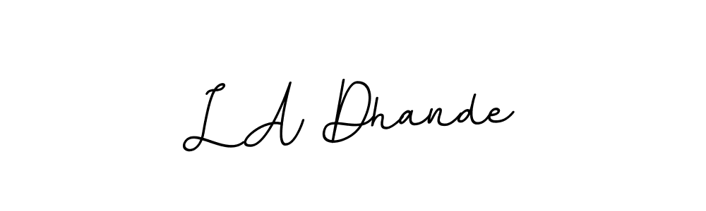 BallpointsItalic-DORy9 is a professional signature style that is perfect for those who want to add a touch of class to their signature. It is also a great choice for those who want to make their signature more unique. Get L A Dhande name to fancy signature for free. L A Dhande signature style 11 images and pictures png