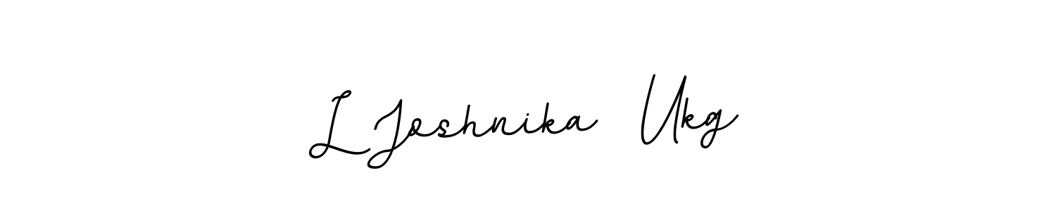 This is the best signature style for the L Joshnika  Ukg name. Also you like these signature font (BallpointsItalic-DORy9). Mix name signature. L Joshnika  Ukg signature style 11 images and pictures png