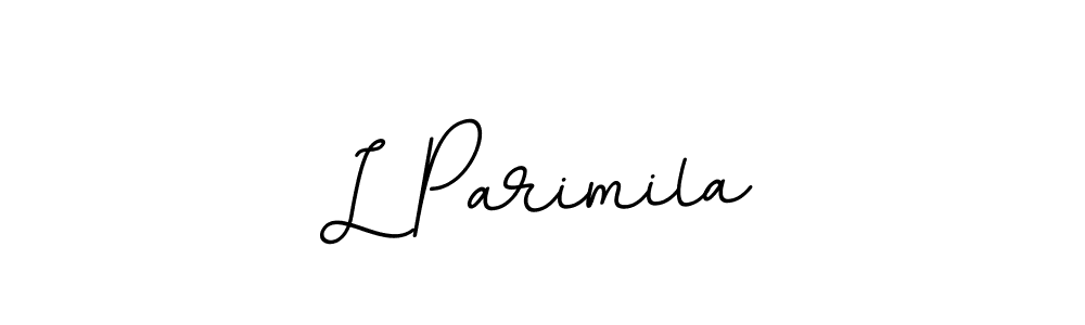 How to make L Parimila name signature. Use BallpointsItalic-DORy9 style for creating short signs online. This is the latest handwritten sign. L Parimila signature style 11 images and pictures png